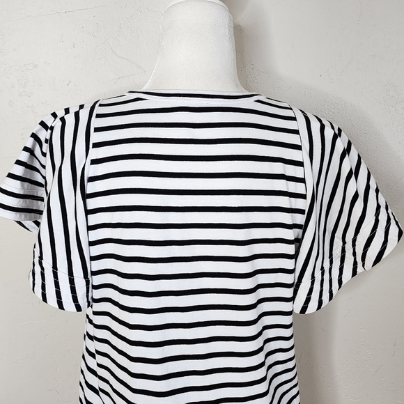 A.L.C Carrie Black and White Striped Flutter Sleeve Top Size Small - Picture 11 of 15